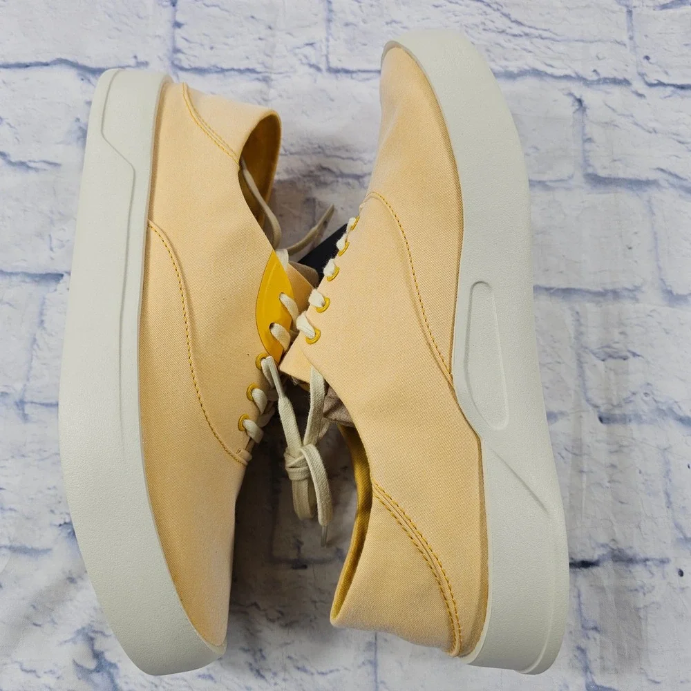 OluKai Tradewind Canvas Sneakers Mens 10 Yellow Island Breathable Lace Up Shoes